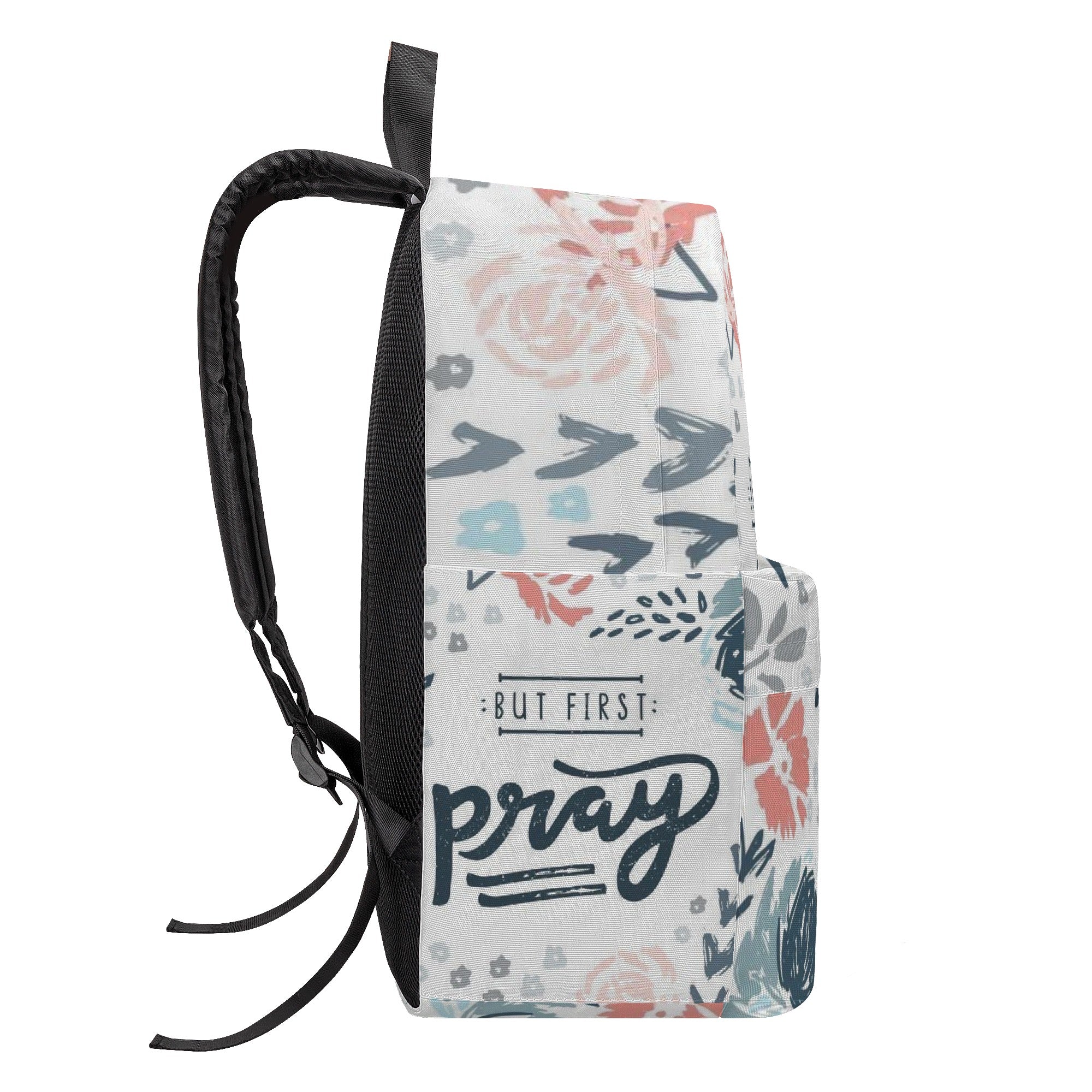 But First Pray Backpack, Christian Faith Backpack, Inspirational Bible Verse Backpack, Prayer Floral School Bag, Faith-Based Religious Gift.PLAF64